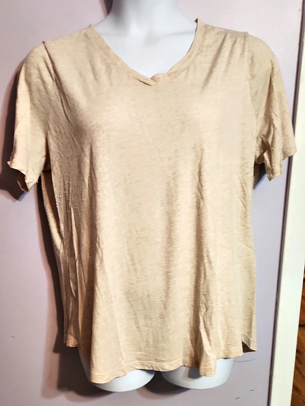 Free People Short Sleeve Tee in Beige